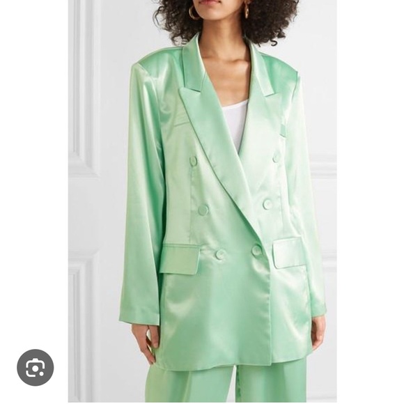 Frankie Shop Mint Green Satin Blazer for Women - Picture 1 of 10